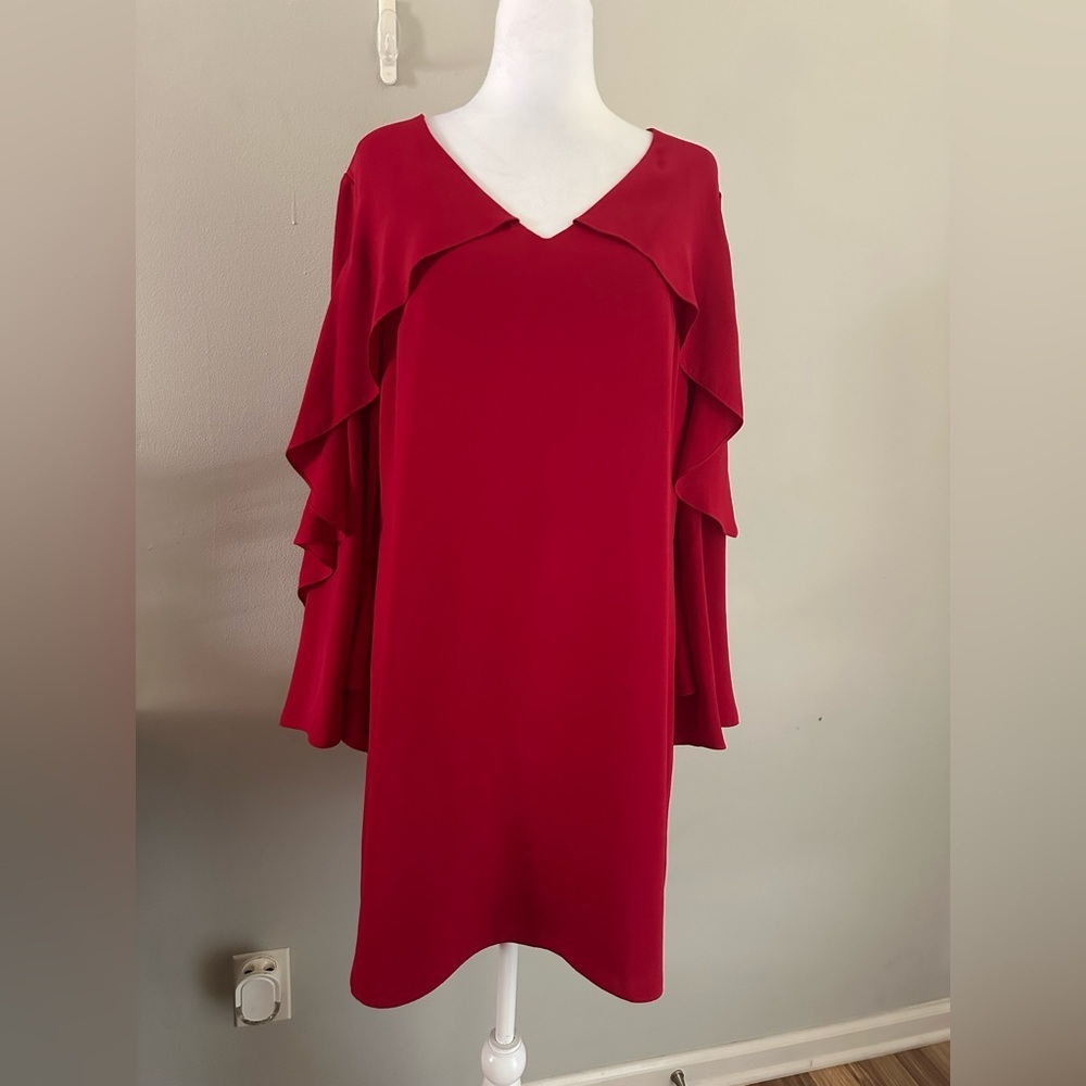 Kobi Halperin Dresses Cascade Ruffle Long Sleeve Party Cocktail Dress Red Sz M - Picture 3 of 9